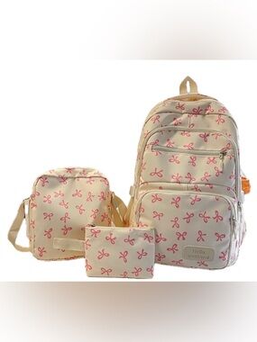 Cream & Pink Backpack Set